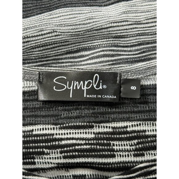 Simpli Chic Black Gray Striped Long Open Cardigan Sweater Womens Size 8 - Picture 4 of 8